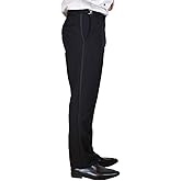 Sir Gregory Men’s Adjustable Waist Formal Fitted Trousers with Satin Stripe