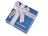 Silver Embossed Alilang Brand Blue Matte Cardboard Jewelry Gift Box w Ribbon Bow