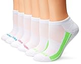 Skechers Women's 1/2 Terry Low Cut Athletic Sock 6-Pack, White/Green, 9-11