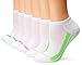 Skechers Women's 1/2 Terry Low Cut Athletic Sock 6-Pack, White/Green, 9-11