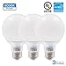 TORCHSTAR G25 LED Globe Light Bulbs, 5.5W Equivalent 60W, 500LM Dimmable, UL & Energy Star Listed, 5000K Daylight, Round Vanity Light Bulbs, Damp Rated, E26 Base, Pack of 3