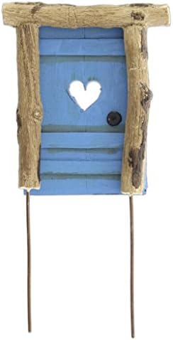 Jeremie 4" Mini Fairy Garden Door with Heart Cutout (Blue)