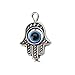 MEIBEADS 20pcs/Bag 13 * 19mm Hamsa Evil Eye Bead for Snake Chain Charm for Bracelet jewelay Making(Blue and Silver)