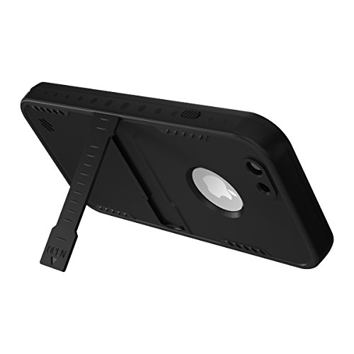 iThrough Stand Function Waterproof Case with Touched Transparent Screen Protector, Heavy Duty Protective Carrying Cover Case includes a 3.5mm AUX Cable for iPhone 6 (4.7 inch) (Black)