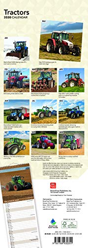 Tractors 2020 6.75 x 16.5 Inch Monthly Slimline Wall Calendar, Heavy Farm Machinery