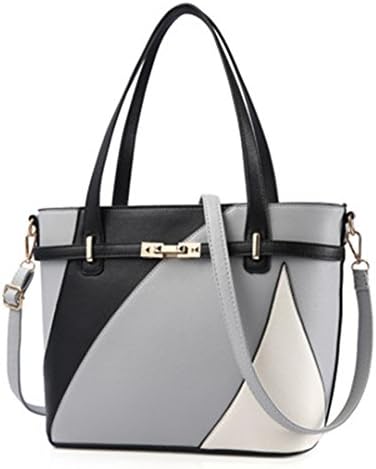 Women Leather Handbags Shoulder Bag Women's Casual Tote Bag Female Patchwork Handbags Sac A Main Ladies Hand Bags Gray 29x14x25cm