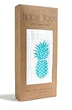 Tippy Toes Organic Muslin Swaddle Baby Blanket, Turquoise Pineapple, Large 47 inch x 47 inch