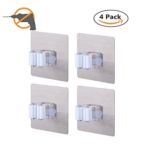 image for ONMIER 4 Pack Broom Holder Wall Mount, Broom Mop Holds Self Adhesive R