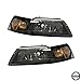 Headlight Assembly GFDMT99-G2 Compatible with 99-04 Ford Mustang Replacement Headlamp kit with Black Housing Clear Lens and Driving Light