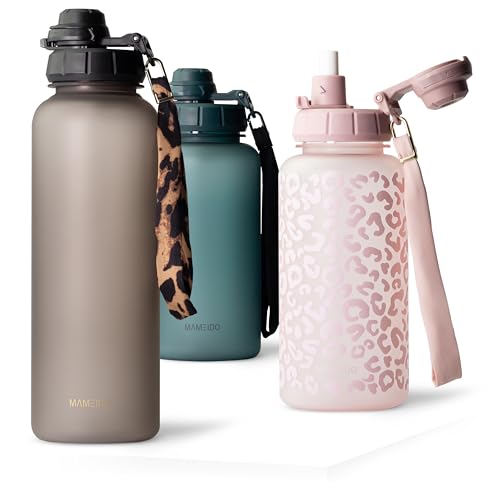 MAMEIDO Trinkflasche mit Strohhalm 1,5 l (Urban Taupe)