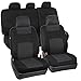 Full Set Black & Charcoal Grey Seat Covers for Car Auto SUV Polyester Cloth - 60/40 Split Rear Bench