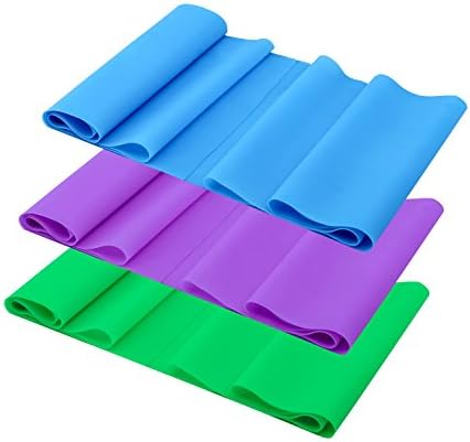 3 Pack Exercise Band 5 ft Long Resistance Bands Flat Latex Free Home Gym Fitness Equipment For Physical Therapy, Pilates, Stretch, Yoga, Strength Training Workout