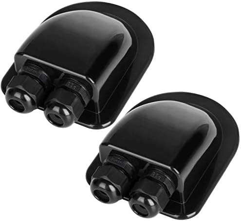 Restmo 2 Pack IP68 Waterproof Solar Cable Entry Gland Dual 6-12mm Black