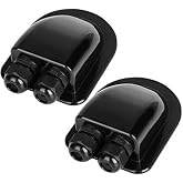 RESTMO 2 Pack IP68 Waterproof Solar Cable Entry Gland | Weather Resistant Dual Cable Entry Housing for Solar Panels of RV, Caravan, Marine, Boat, Cabin, Black