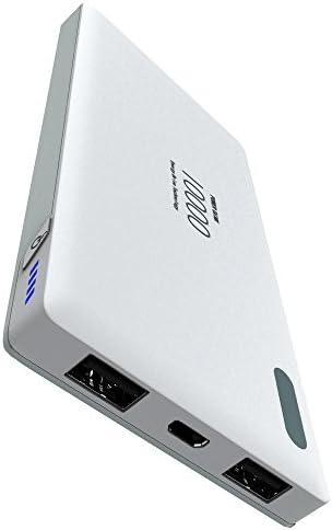 Portable Charger, Zhicity 10,000mAh Power Bank External Battery Pack Travel Battery Ultra Lightweight White