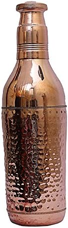 Home n More Pure Copper Bottle l Hammered Finish I Champagne Bottle Shape l 1500 ML l Leak Proof l Drinkware | Bar Ware I Travel Essential I Kitchen ware l Dining l Storage l Ayurvedic Health Benefits
