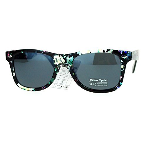 Floral Flower Sunglasses Classic Designer Fashion Wayfarer Shades Green