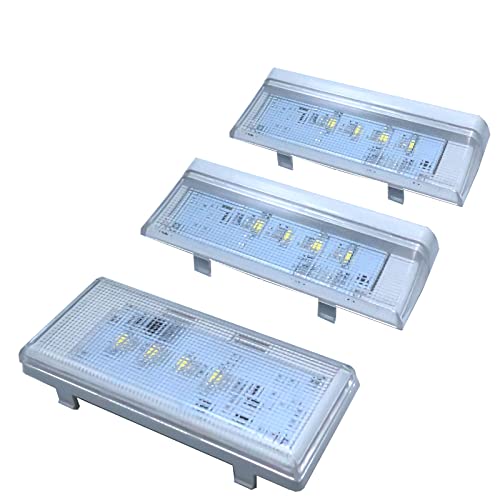 NEW 2 Pcs W10515057 & 1 Pc W10515058 LED Light SET With Tapered Lens and Bezel compatible for Whirlpool, Kenmore, Maytag, KitchenAid, Refrigerators, WPW10515057 AP6022533 PS11755866