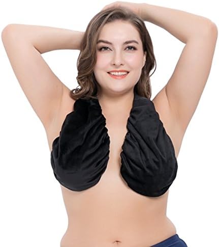 FLORENCE IISA Women's Comfortable Ta-Ta Towel Bra Sexy Underwear TaTa Towel Absorbent Yoga Towel (Large/Cup: F-H, Black)