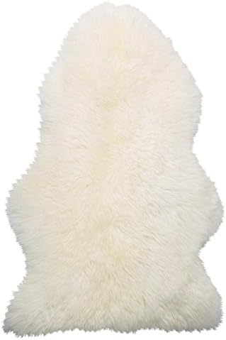Elliz Super Soft Fuzzy Faux Sheepskin Ivory Area Rug, Warm and Cozy Elegant Chic Style, Ivory White 2ft x 3ft
