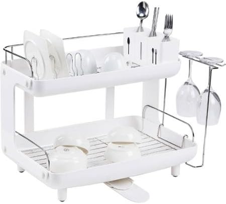 2-Story Curve Dish Rack, White