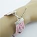 Willsa Stylish LOVE Heart Pearl Design Faux Leather Alloy Charm Bracelet Pink