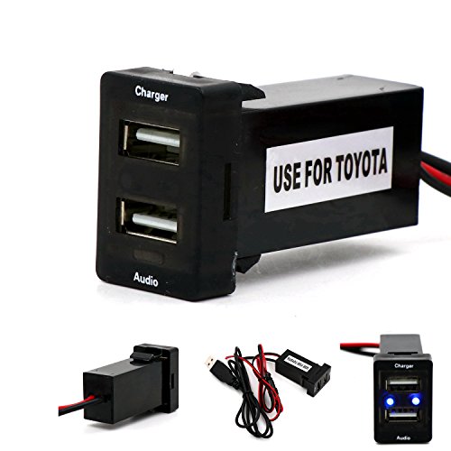 Car 5V 2.1A USB Interface Socket Charger and USB Audio input Socket use for TOYOTA,Camry,Corolla,Yaris,RAV4,Reiz,Land Cruiser
