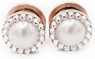 Pearl and Swarovski Crystal Plugs 2g, 0g, 00g, 1/2, 9/16, 5/8, 11/16, 3/4 - Wedding Gauges