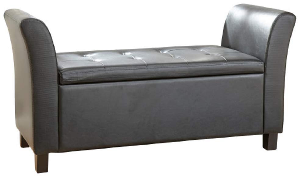 GFW Verona Window Seat Faux Leather Black 60x120x45cm