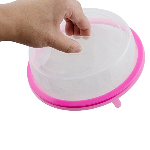 Denshine Microwave Plate Cover Universal Microwave Cover for Food Dishwasher Safe, Easy to Clean Plate Cover for Plates, Bowls (Pink)