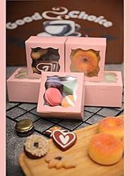 Pink Bakery Boxes with Window 4x4x2.5 inches Small