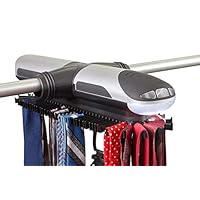 Etienne Alair Motorized Tie Rack and Belt Organizer for Closet with Cool LED Lights - Battery Operated - Free Travel Tie Pouch and Clip Included - Includes J Hooks for Wire Shelving