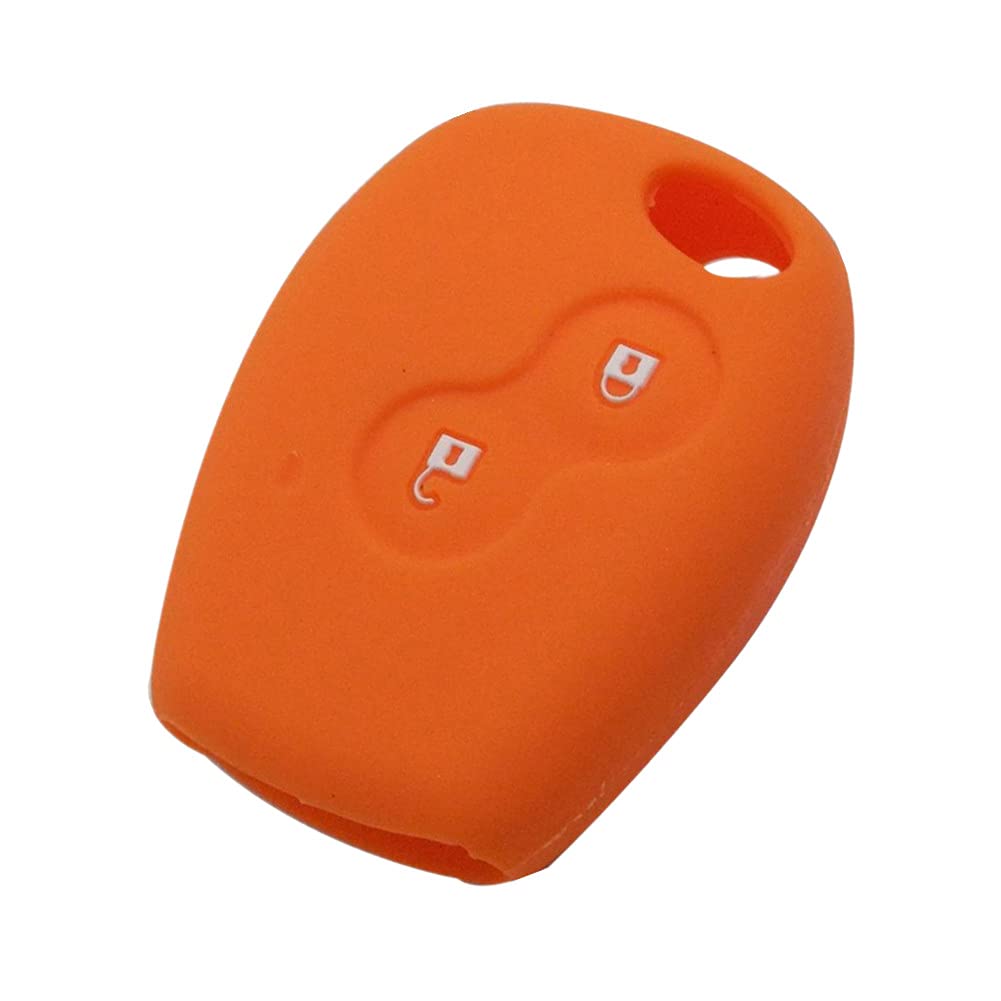 Happyit Car Key Case Cover Silicone for Renault 2 buttons Kangoo Scenic Megane Sandero Captur Twingo Modus Remote Control Cover (orange)