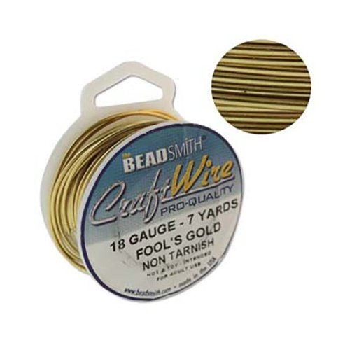Fools Gold 18 Gauge Round Wire by Beadsmith 7 yards Permanently Colored Non-Tarnish Wire