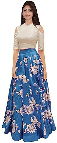 NIne Street Store Women's Embroidered Silk Unstitched Legenga Choli