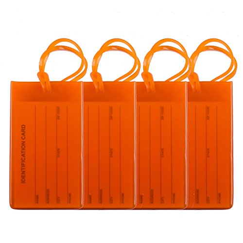4 Packs Colorful Flexible Travel Luggage Tags for Baggage Bags Suitcases Backpacks - Orange