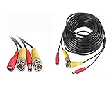 ZY BNC cable BNC Camera Power Cable Extension Wire Cord for TVI CVI AHD CVBS CCTV Surveillance Camera DVR System 60Ft available