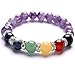 TGS Gems® Beautiful Energy Chakra Gemstone Reiki Healing Stretch Bracelet 7 Chakra Mixed Combination Amethyst SL013A4