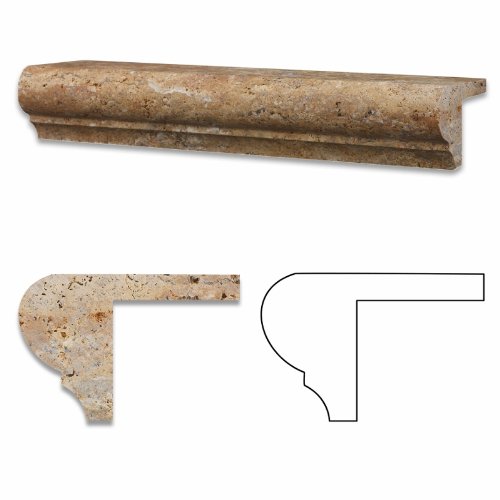 Scabos Travertine Honed 2 X 12 x 3 Corner Ogee Stair Tread Trim - Box of 5 pcs.