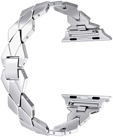 For Apple Watch Band 38mm, Rhombus Design Zinc Alloy Metal iWatch Replacement Strap for Apple Watch Series 3, Series 2, Series 1, Sport and Edition (5.11"-7.87")