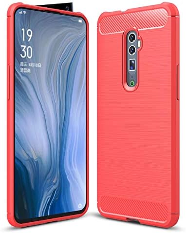 Hicaseer Oppo Reno 10x zoom Case, Carbon Fiber Armor Case Shock-absorbing Flexible TPU Protective Case Cover for Oppo Reno 10x zoom - Red
