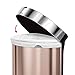 simplehuman 45 Liter / 12 Gallon Stainless Steel Semi-Round Sensor Can, Touchless Automatic Trash Can, Rose Gold Stainless Steel