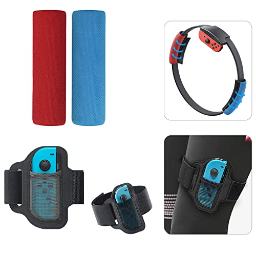 [4 PACK] Leg Straps and RingCon Grips for Switch Ring Fit Adventure, Accessories Kit for