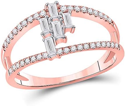 14kt ローズゴールド レディース バゲット ダイヤモンド モダン ファッション リング 1 3 Cttw I1 クラリティ G H カラー ラウンド型 ホワイト