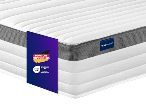 Traumnacht Exklusiv 7-Zonen 1.000er Tonnentaschenfederkernmatratze, Stiftung Warentest Testurteil Gut - Ausgabe 10/2023, 23 cm Premiumhöhe, Öko-Tex ze