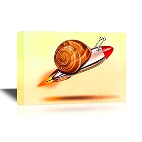 Canvas Wall Art - Snail in Shape of a Rocket - Gallery Wrap Modern Home Art | Ready to Hang - 12x18 inches