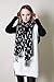 Anika Dali Bella Doxie Dachshund Dog Scarf, Animal Lover Shawl (Black Base, White Dog)