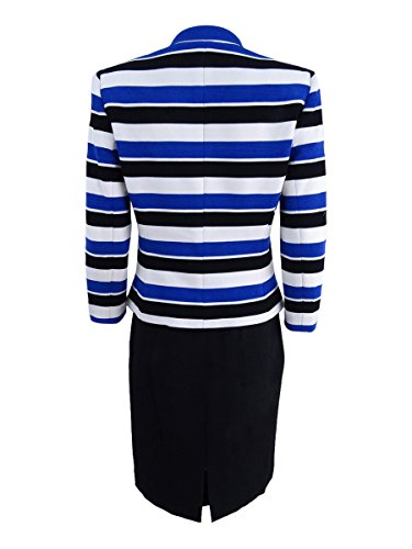 Tahari ASL Women's Striped Skirt Suit (2, Royal/Black/White)