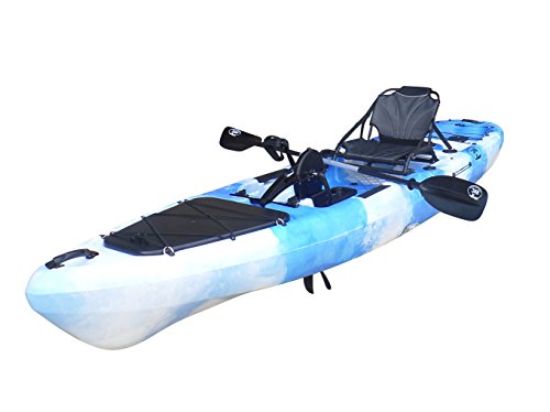 BKC PK13 13' Pedal Drive Fishing Kayak W/Rudder System, Paddle, Upright