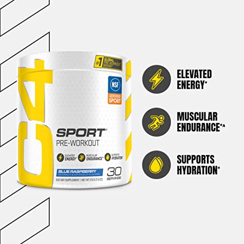C4 Sport Pre Workout Powder Blue Raspberry Pre Workout Energy with 3g